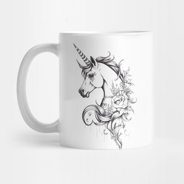 Unicorn Fantasy Wild Animal Illustration Art Tattoo by Cubebox